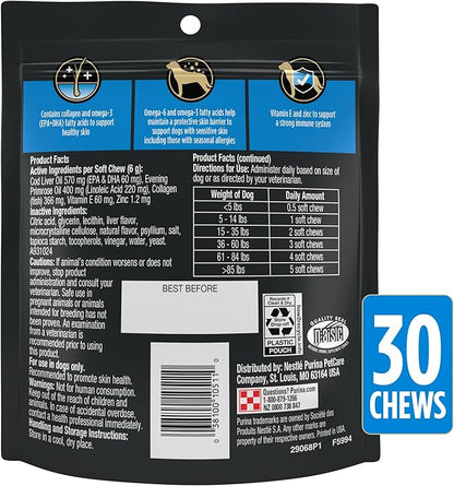 Purina Pro Plan Veterinary Supplements Skin Care Dog Supplements With Omega-3 Fish Oil and EPA and DHA - (Pack of 3) 30 ct. Pouches