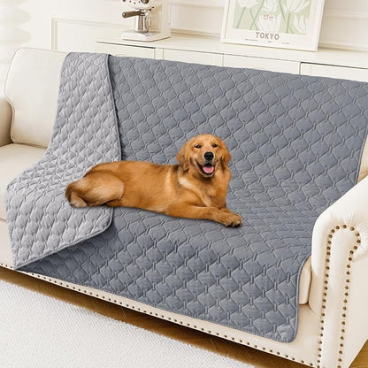 Smiry Waterproof Dog Blanket, Soft Dog Bed Cover Pet Blanket, Reversible Couch Cover for Dogs Washable, Pet Couch Covers for Sofa Furniture Protector for Puppy Cat (68x82 Inch, Grey/Light Grey)