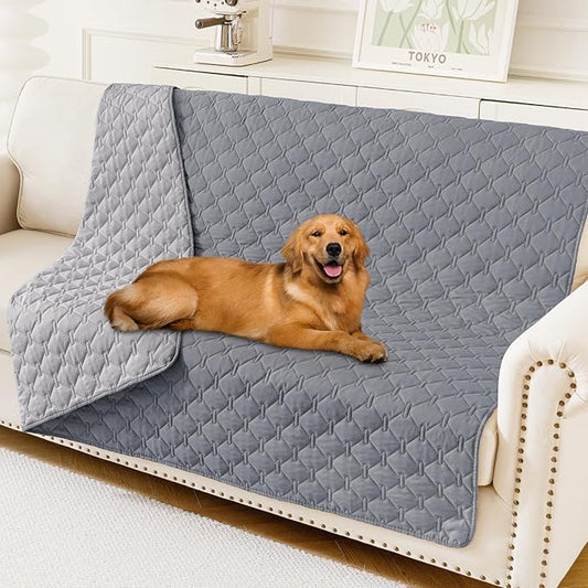 Smiry Waterproof Dog Blanket, Soft Dog Bed Cover Pet Blanket, Reversible Couch Cover for Dogs Washable, Pet Couch Covers for Sofa Furniture Protector for Puppy Cat (68x82 Inch, Grey/Light Grey)