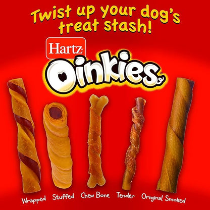 Hartz Oinkies Smoked Pig Skin Chicken Jerky Twists Dog Treats, 10 Count (Pack of 6) (Packaging May Vary)