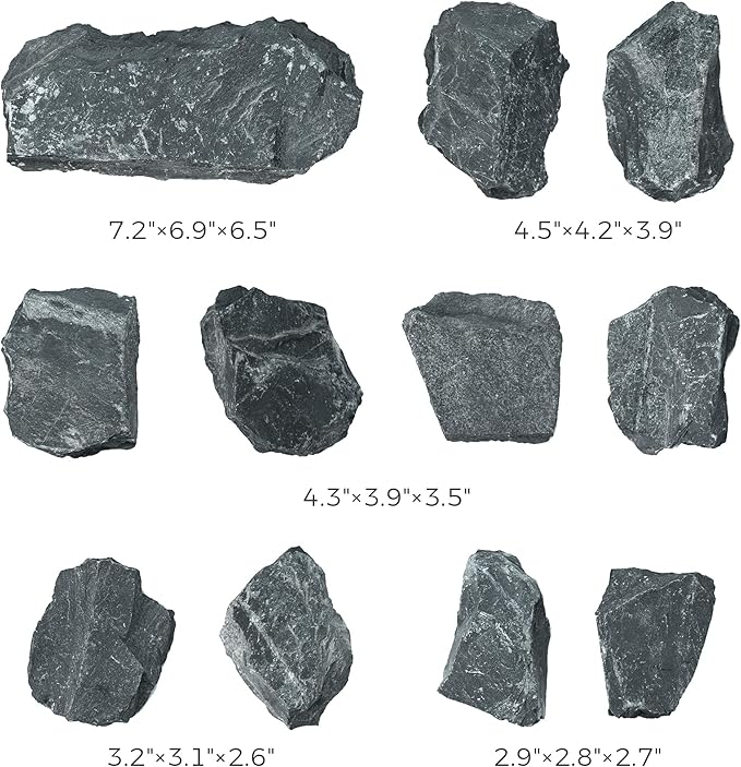 2-8 Inches Natural Slate Rocks 11 PCS Aquarium Stones for Aquascaping, Aquarium Landscaping, Terrariums, Fish Tank Decoration, Vivariums, Paludarium, Reptile and Amphibian Enclosures
