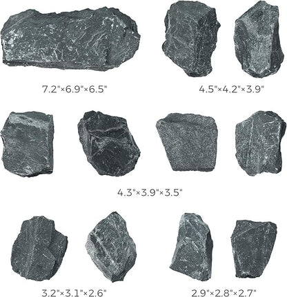 2-8 Inches Natural Slate Rocks 11 PCS Aquarium Stones for Aquascaping, Aquarium Landscaping, Terrariums, Fish Tank Decoration, Vivariums, Paludarium, Reptile and Amphibian Enclosures