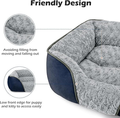 INVENHO Large Dog Bed Rectangle Washable Orthopedic Soft Calming Sleeping Durable Pet Cuddler with Anti-Slip Bottom