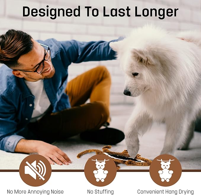 FGA MARKETPLACE Chipmunk Flat NO Stuffing NO Squeak Plush Dog Toy, Funny Style Will Entertain Your Dog for Hours, Recommended for Small and Medium Dog 21 INCH Long