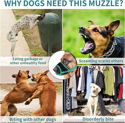 Dog Muzzles for Medium Dogs, Muzzle for Medium Sized Dog, Soft Muzzle for Dogs, Soft Mesh Dog Muzzles for Biting Barking Chewing, Muzzles for Dogs M Green