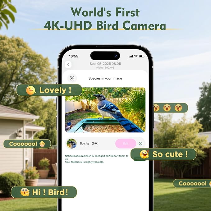 Bird Feeder with Camera, 4K UHD Video & 5G WiFi Live Stream, 32MP with AI Bird ID for 10,000+ Species, 2 Solar Powered, Birdhouse Camera for Outdoor Backyard Birdwatching Gift