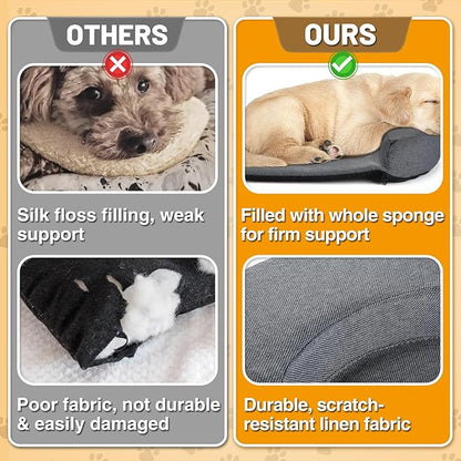 Dog Pillow Benefit for Cervical Vertebra/Neck -Dog Calming Pillow for Soothing Joints and Improving Sleep, Arched Dog Bed Pillow with Sponge Support, Washable for Large Dogs, L