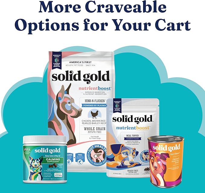 Solid Gold Chicken Bone Broth for Dogs - Grain Free Dog Food Topper Rich in Collagen and Superfoods - Nutrient Dense Dog Gravy Topper for Dry Food - Promotes Gut Health and Hydration - 12 Pack