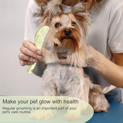 Eco-Friendly Detangling Pin Brush for Dogs and Cats | Ergonomic Handle Pet Brush for Wet or Dry Hair, Gentle Grooming Tool for Pets, Yellow