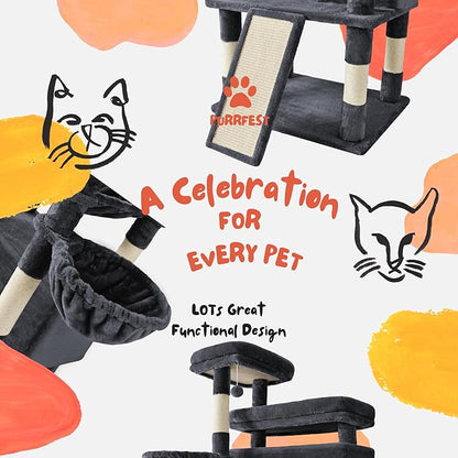 Tall Cat Tree Tower Large: 80-Inch 8-Level Extra Giant Cat Condo for Indoor Big Cats Adults with 9 Scratching Posts, 2 Perches, 2 Caves, 2 Basket, 2 Stairs, Heavy Duty, Huge