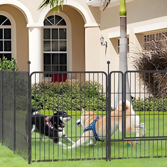 Dog Playpen,32/40/45 Inch Height in Heavy Duty, Folding Indoor Outdoor Anti-Rust Dog Exercise Fence, Portable Pet Playpen with Door for Large Medium Small Dogs and Pet (16 Panels, 40 Inch) Silver