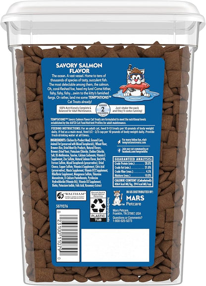 Temptations Classic Crunchy and Soft Cat Treats, Savory Salmon Flavor, 16 oz. Tub
