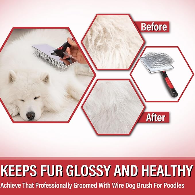 Extra Long Slicker Brush  Dog Brush for Shedding & Grooming, Detangler & Dematting Comb for Long-Haired Dogs, Doodles & Cats, Self-Cleaning Pet Brush (Style)