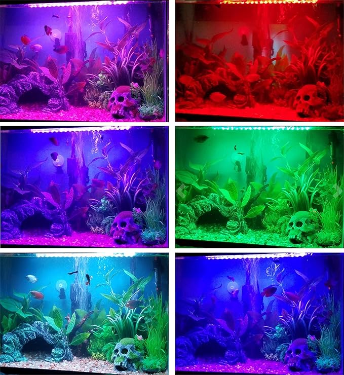 Fish Tank Lights, LED Underwater Aquarium Light, RGB Submersible Aquarium Lights, Waterproof Color Changing Tank Lights Dim Adjustable Remote Control 19 inch