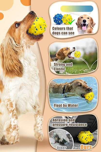 Dog Balls for Aggressive Chewers, Indestructible Dog Tennis Balls, Durable Bouncy Dog Toy Balls, Dog Balls for Teething, Interactive Dog Toys for Fetch Game (4 Pcs Large Size)