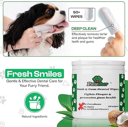 Puppy Essentials Kit | Dog Wipes for Cleaning & Deodorizing | Paw & Nose Balm | Teeth Cleaning Wipes | Poop Bags | Dog Grooming Supplies for in Between Baths