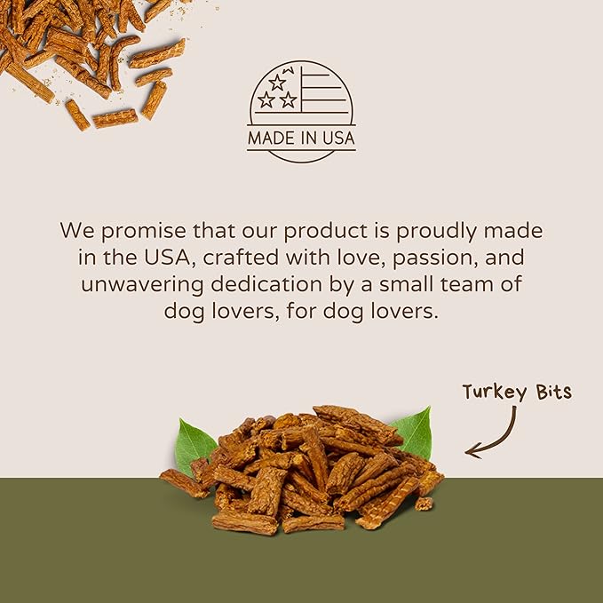 Turkey Bits: Pure Turkey Dog Treats - All Natural Treats for Dogs. Vet Approved, Limited Ingredients, Grain Free, Healthy & Nutritious Treats for Dogs (Turkey, 8oz)