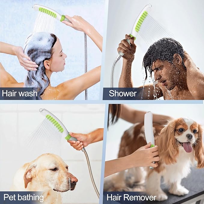 Dog Shower Attachment, Sprayer, Grooming and Scrubber in One for Washing, Deshedding, Massage, Indoor/Outdoor Pet Bath Brush, Dog Bath Supplies, Dog Shower Head