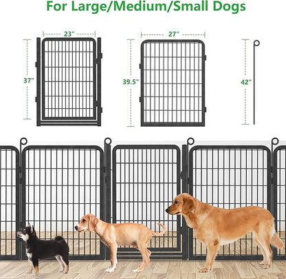 Dog Playpen Outdoor, 40" Height 24 Panels Pet Fence with Low Threshold Full Gate, Large Dog Fence Outdoor for Yard, Heavy Duty Pet Playpen Metal Play Pen Fence for RV Camping