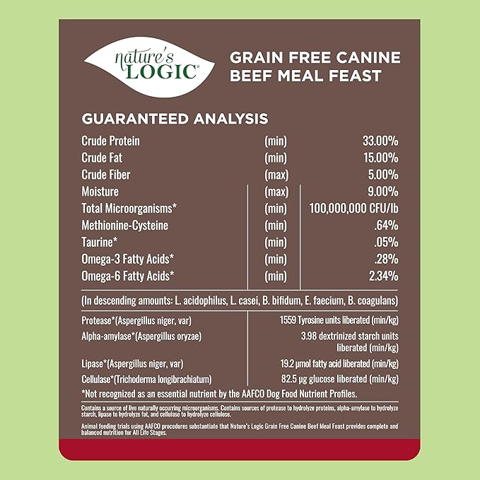 Nature's Logic Grain Free Beef Meal Feast, 25lbs
