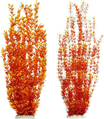 Hamiledyi Aquarium Plastic Plants Aquarium Decor Artificial Fish Tank Plants,Tall Fish Tank Decorations, Extra Large Aquarium Plant 23.6-inch Tall,2PCSï¼_range Style Aï¼