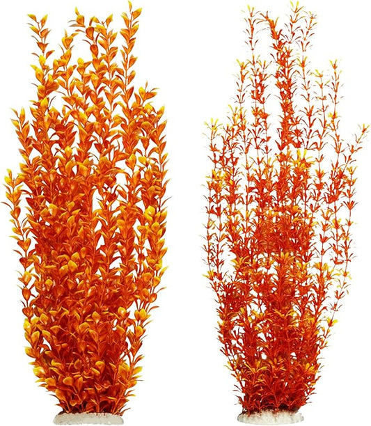 Hamiledyi Aquarium Plastic Plants Aquarium Decor Artificial Fish Tank Plants,Tall Fish Tank Decorations, Extra Large Aquarium Plant 23.6-inch Tall,2PCSï¼_range Style Aï¼