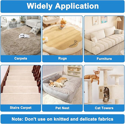 5FT Carpet Rake Pet Hair Remover, Reusable Carpet Rake with Telescopic Handle for Pet Hair Removal Tool Dog Cat Fur Remover Broom for Rugs, Mats, Beds, Stairs (Gray)