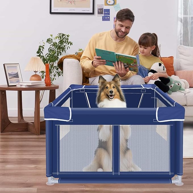 42x42x26 Inches Dog Playpensï¼_uppy Playpen with Gate for Puppies or Small Dogs, Dog Fence Pet Playpen for Indoor & Outdoor