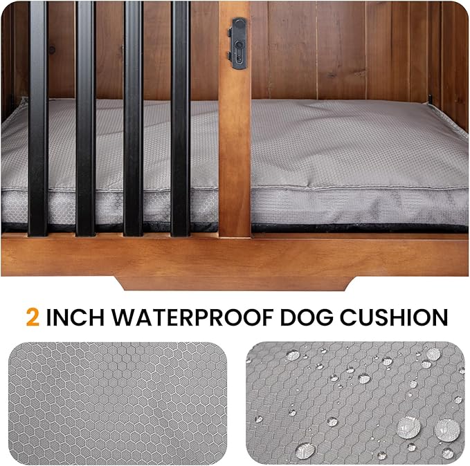 Wooden Dog Crate Furniture,Foldable and Portable Dog Kennel Furniture Indoor,Decorative Dog Crate End Table No Assembly.(Large,Brown)