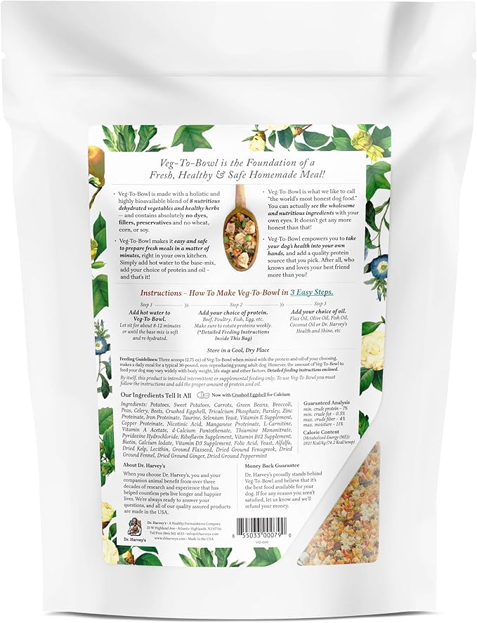 Dr. Harvey_ Veg-to-Bowl Pre-Mix Dog Food, Grain Free for a Whole Food Diet (5 pounds)