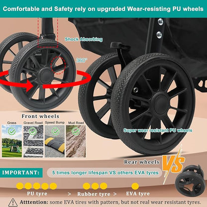 MILA&LOUIS Dog Stroller for Medium Dogs, Lightweigh Pet Stroller for Small Dogs, 4 Upgraded Wheels, Dog Strollers with Cup Holder, Hook, Puppy Stroller with Detachble Spacious Cradle for Multiple Pets