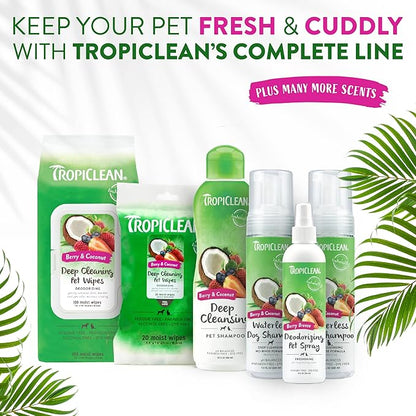 TropiClean Berry & Coconut Waterless Cat Shampoo | Deep Cleansing Dry Shampoo for Cats | Natural Cat Shampoo Derived from Natural Ingredients | Made in the USA | 7.4 oz.