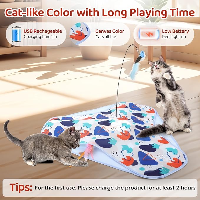 Interactive Cat Toys, Hide-and-Seek Automatic Cat Toy, Rechargeable Three-in-One Suitable for Kitten Toys to Interact and Play Automatically, with A Bird-Shaped Cat Toys for Indoor Cats