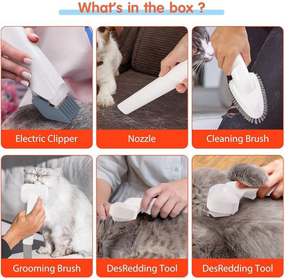 Dog Hair Vacuum & Grooming Kit, 2L Large Capacity for Shedding Grooming Hair, Grooming Kit Including 12 Tools for Dog Dogs Cats and Other Animals