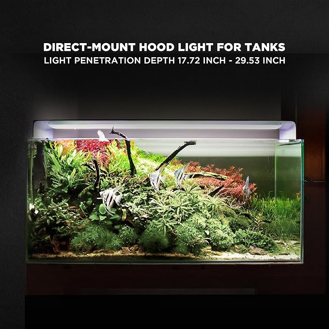 ONF Flat One+ 36 Inch 24/7 Cycle Aquarium Light, Yellow White Full Spectrum Colorfull LED Light, Fish Tank Light Brightness Dimmable & Color Temperature APP Controlled, Sunrise & Sunset, Hood Style