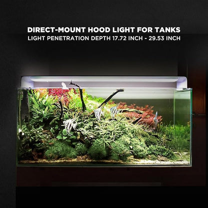 ONF Flat One+ 36 Inch 24/7 Cycle Aquarium Light, Yellow White Full Spectrum Colorfull LED Light, Fish Tank Light Brightness Dimmable & Color Temperature APP Controlled, Sunrise & Sunset, Hood Style