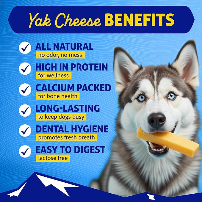 Himalayan Dog Chew Original Yak Cheese Dog Chews, 100% Natural, Long Lasting, Gluten Free, Healthy & Safe Dog Treats, Lactose & Grain Free, Protein Rich, Mixed Sizes, 2 Sticks (521139)