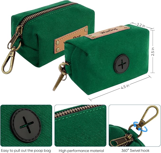 Wisedog Dog Collar and Leash Set, Waterproof Adjustable Puppy Collars with Cute Tag 6FT Dog Leash with Poop Bag for Small Medium Large Dogs (XS, Deep Green)