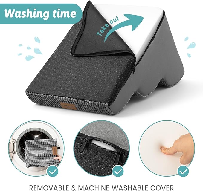 Dog Stairs for High Bed 22.6" H, Small Pet Steps with Leakproof Cover, High Density Foam Cat Ramp for Bed, Car or Couch, Lightweight, Durable, Comfort, 15.7x33x22.6 inch, 5 Tiers, Light Grey