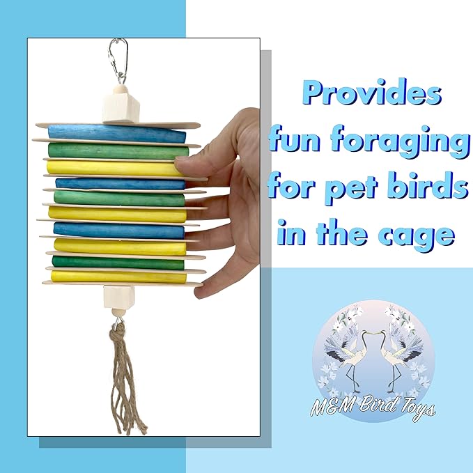 1128 Natural Rainbow Sola Stick Stack - Handcrafted Foraging Bird Cage Toy, Great for Sm to Med Size Birds