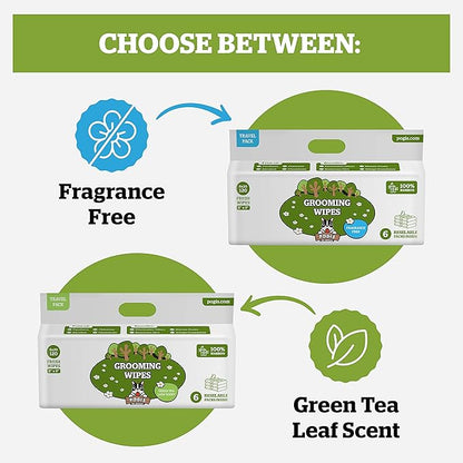 Pogi_ Dog Wipes Travel Packs  Hypoallergenic Pet Wipes for Paws, Body & Butt  Cleaning & Hydrating, Green Tea Scent, 120-Count