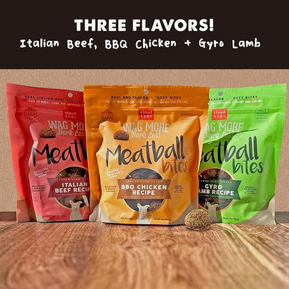Cloud Star Wag More Bark Less Grain Free Meatball Bites, BBQ Chicken Recipe, 14 oz.