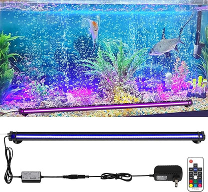 Submersible Fish Tank Aquarium Light: Underwater Aquarium Bubble Lights with Adjustable Brightness Colors -IP68 Waterproof Bubble Lights with Remote and Suction Cups for 20-25 inch Aquarium Fish Tank