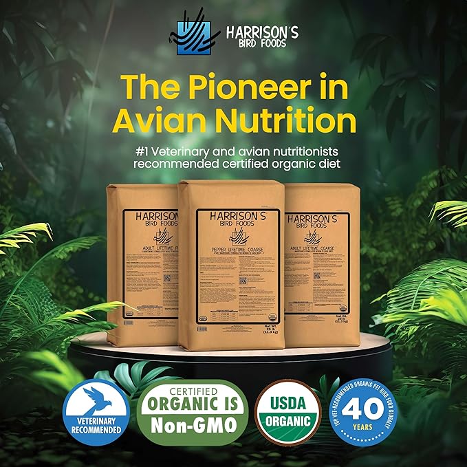 Harrison's Bird Foods Pepper Lifetime Coarse Certified Organic Non-GMO Formula Bird Food 25lb