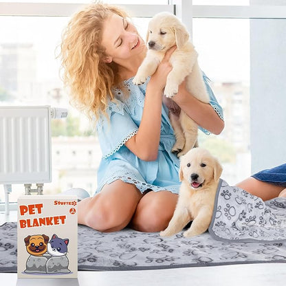 Stuffed Premium Soft Dog Couch Blanket, with Flannel Cute Paw Print, 30 * 70 inches, Cat Blanket Puppy Supplies Dog Products Stuff Essentials, Blue