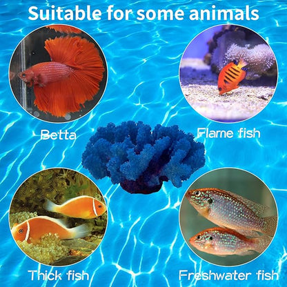 PINVNBY Artificial Coral Ornament, Underwater Sea Plants Decorations, Aquarium Coral Decor Craft Resin Aquarium Plants for Fish Tank Decor Landscape (Blue)