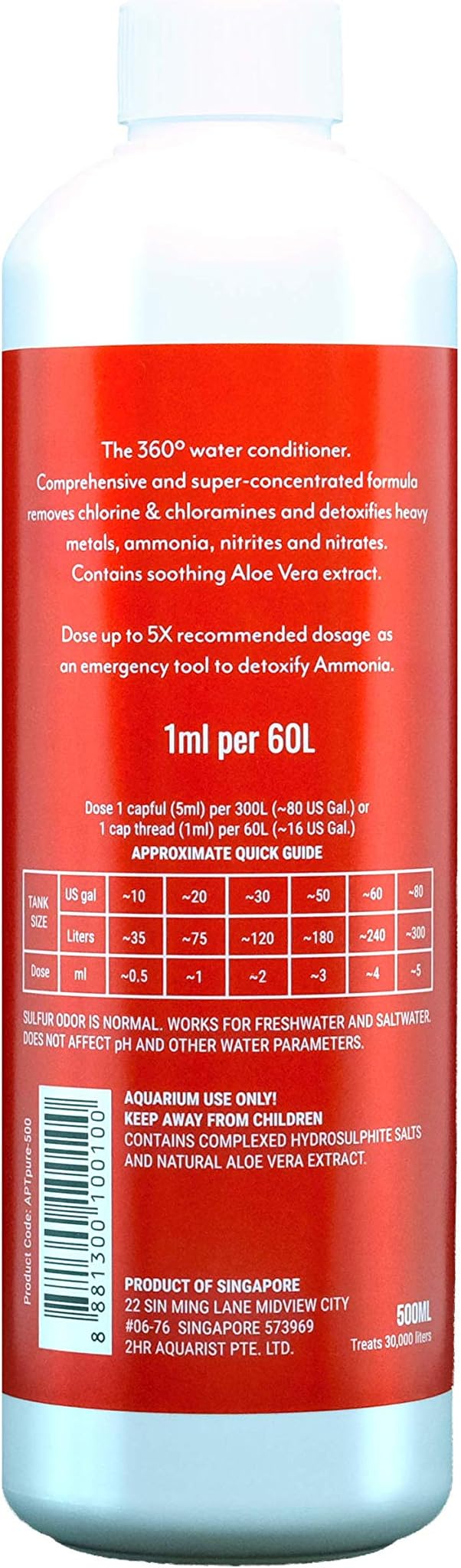 2HR Aquarist APT P/Pure Water Conditioners for Aquarium Tanks (500ml)