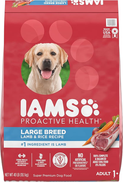 Iams Large Breed Adult Dry Dog Food Lamb & Rice Recipe, 40 lb. Bag