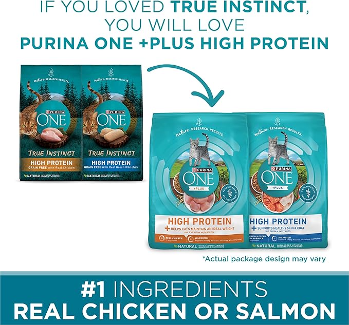 Purina ONE Natural, High Protein, Grain Free Dry Cat Food, True Instinct With Real Chicken - 3.2 lb. Bag