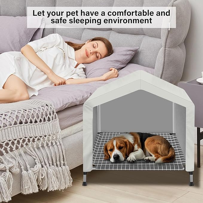 Elevated Dog House for Outdoor or Indoor - Waterproof Dog Tent Cat House, Dog Sunshade Tent, Pet House with Removable Cover, Suitable for Medium Cats Dogs